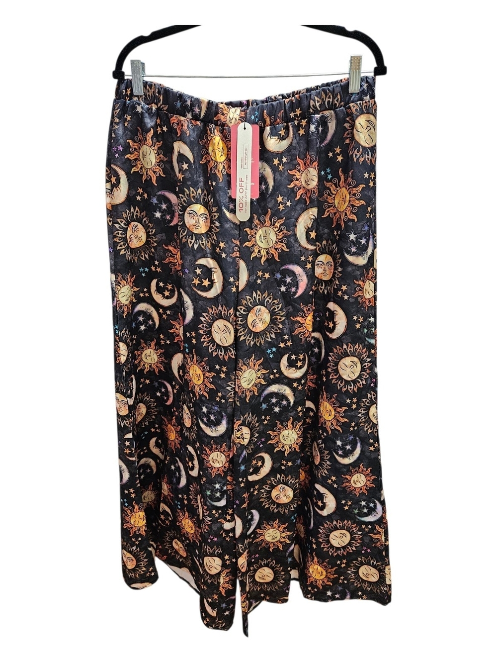 ROMWE Black Celestial Sun & Moon Palazzo Pants Whimsigoth Fairy